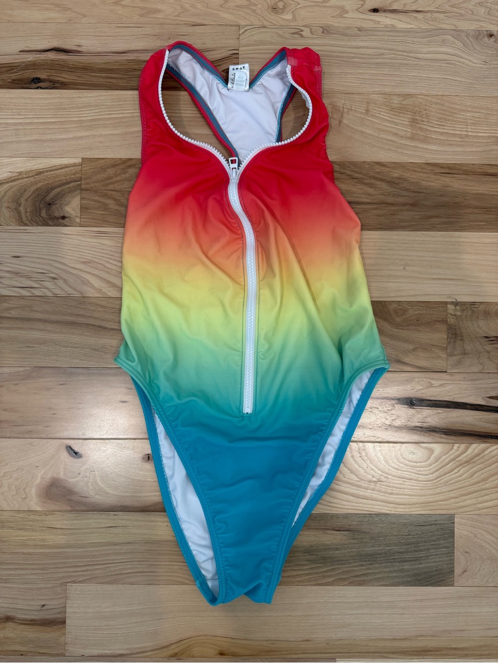 VENUS Rainbow Ombré Zip-Front One-Piece Swimsuit – Size 8